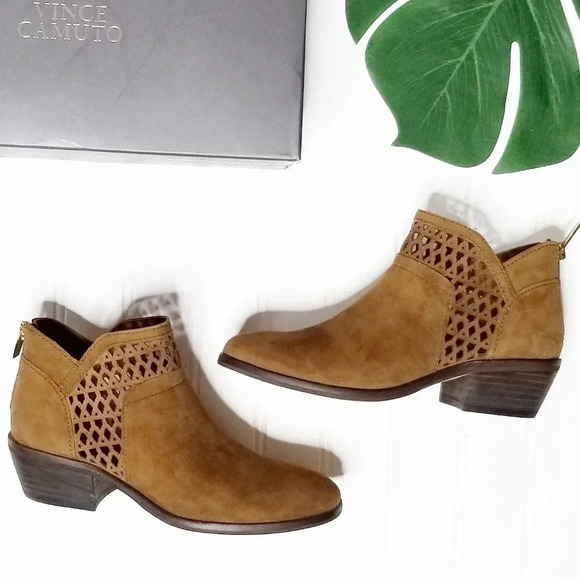 New Vince Camuto Brown Leather Perdula Ankle  Boots 6 - Picture 1 of 5